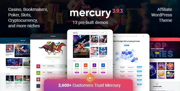 Mercury – Gambling & Casino Affiliate WordPress Theme. News & Reviews