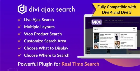 divi ajax search